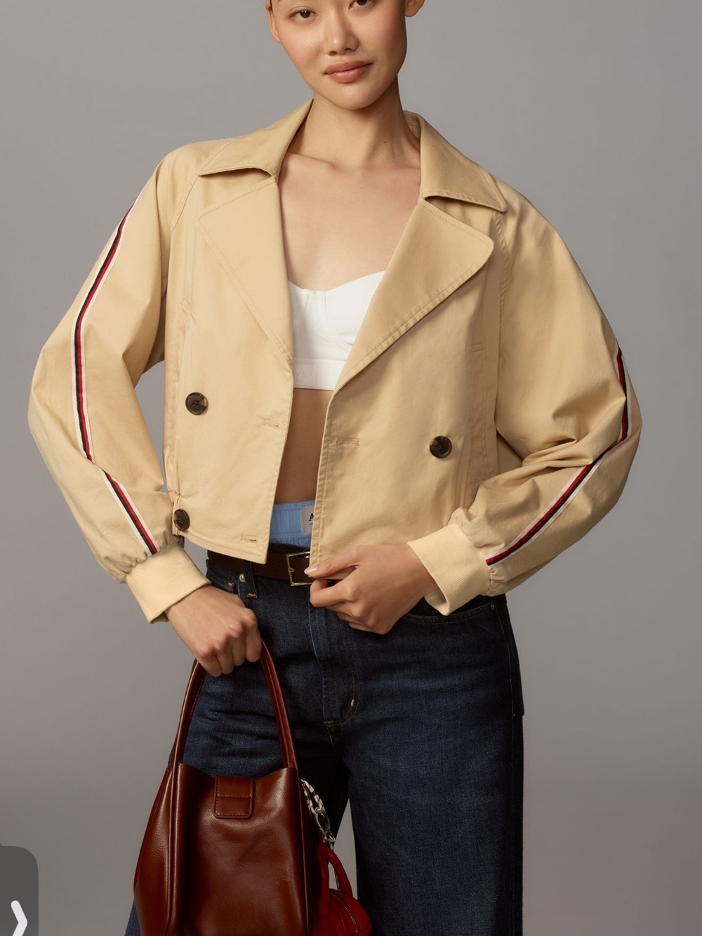 Anthropologie Maeve Double Breasted Cropped Trench - Picture 1 of 7